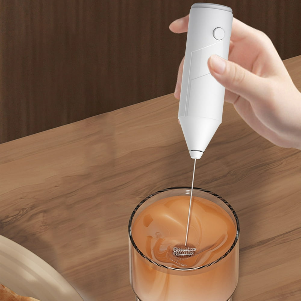 Brushed Silver Handheld Battery Milk Frother product photo