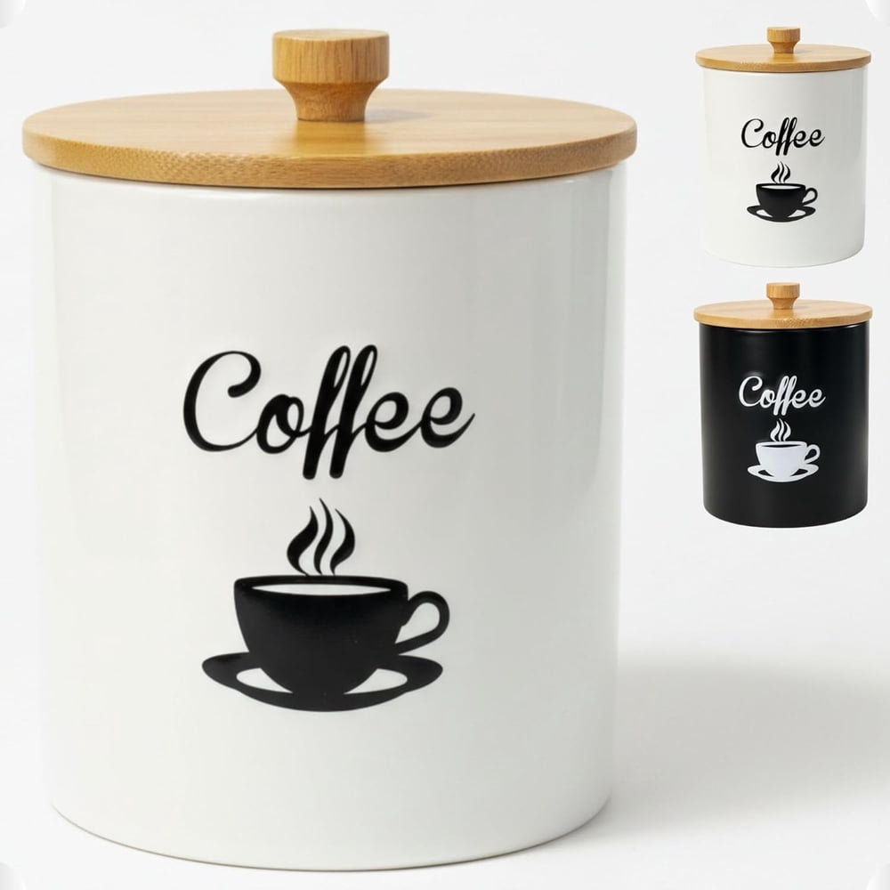 Matte Black Stainless Steel Airtight Canister for Ground Coffee 32oz product photo