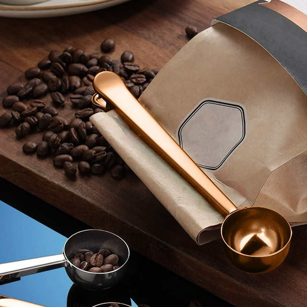 Matte Black Clip-Top Coffee Scoop with Bag Clip product photo